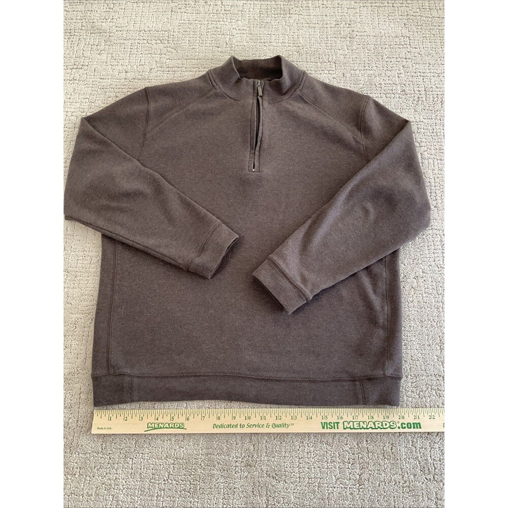 Kirkland Brown quarter zip pullover Mens Large 100% Cotton.EUC